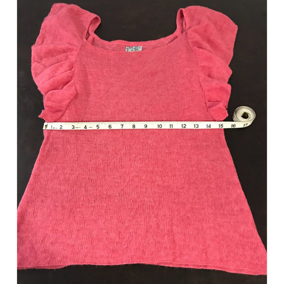 Anthropologie Tabitha Ante Autumnal Pink Rose Short-Sleeve Sweater - Medium - Picture 7 of 9